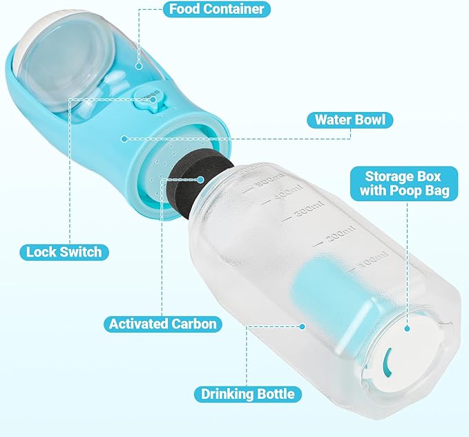 Bottiglia per Animali Domestici con Dispenser per Cibo